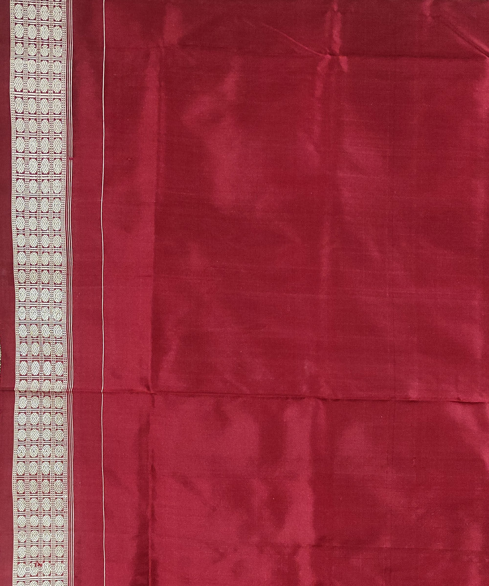 Black dark red handwoven silk sambalpuri saree