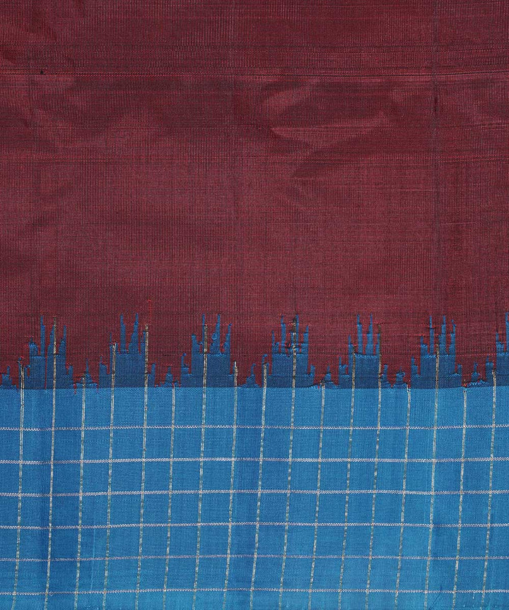 Maroon blue handwoven gadwal silk saree
