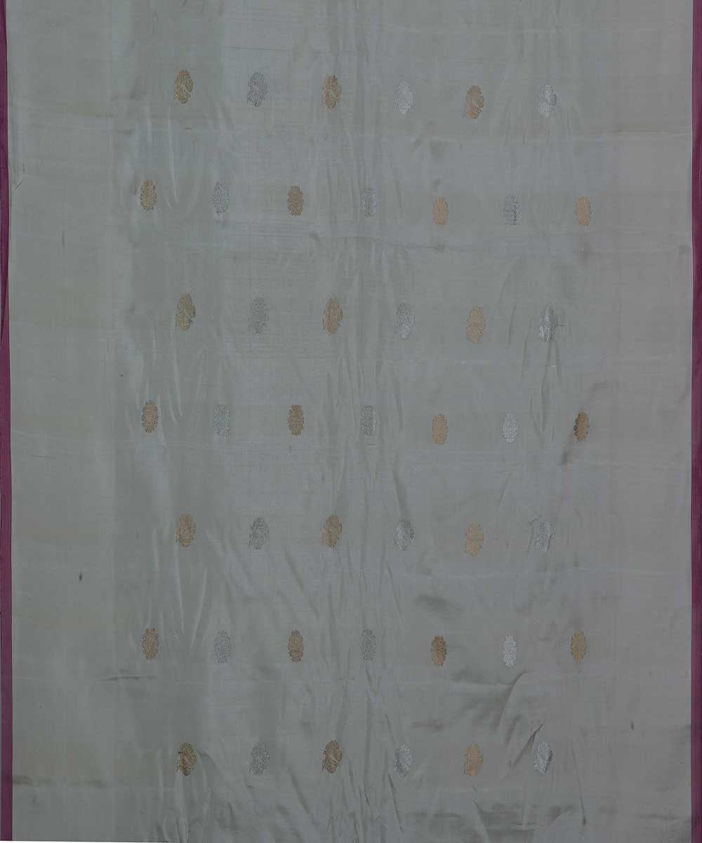 Black white handwoven gadwal silk saree