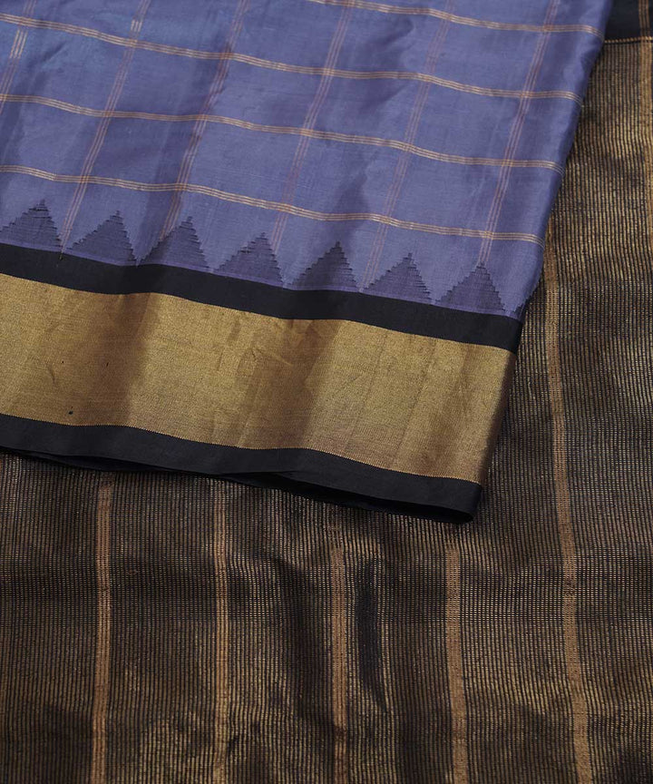 Grey blue handwoven gadwal silk saree