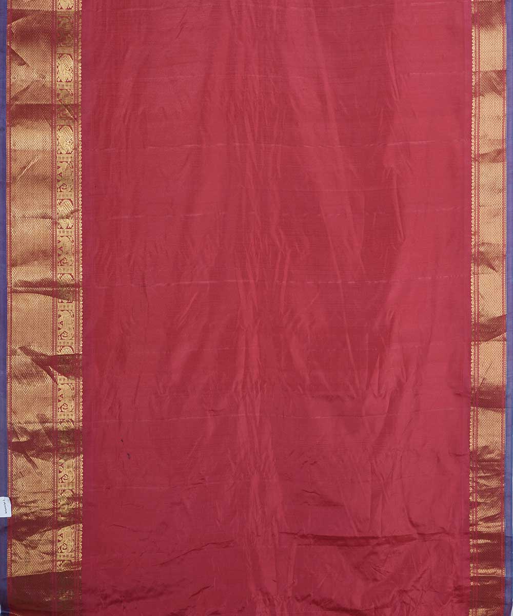 Purple red handwoven gadwal silk saree