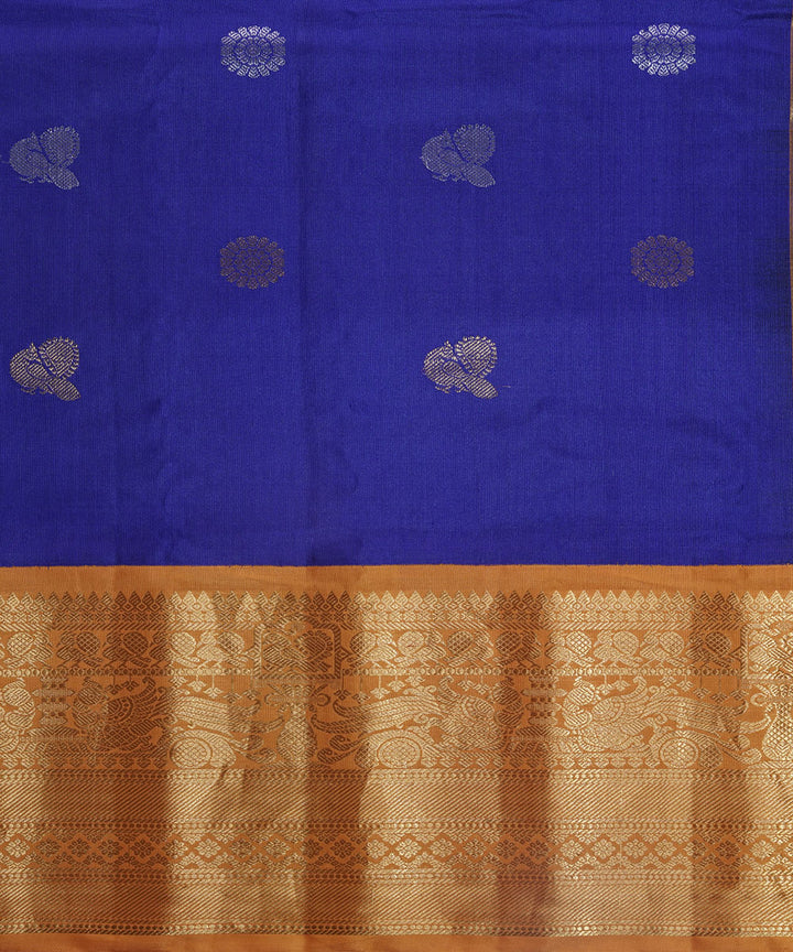 Navy blue gold handwoven gadwal silk saree