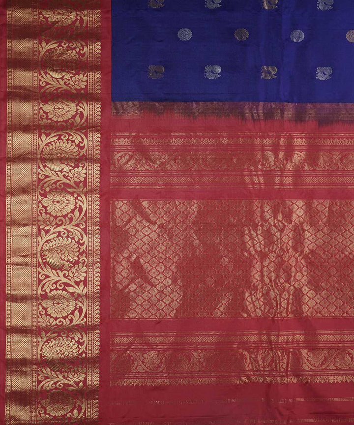 Navy blue handwoven gadwal silk saree