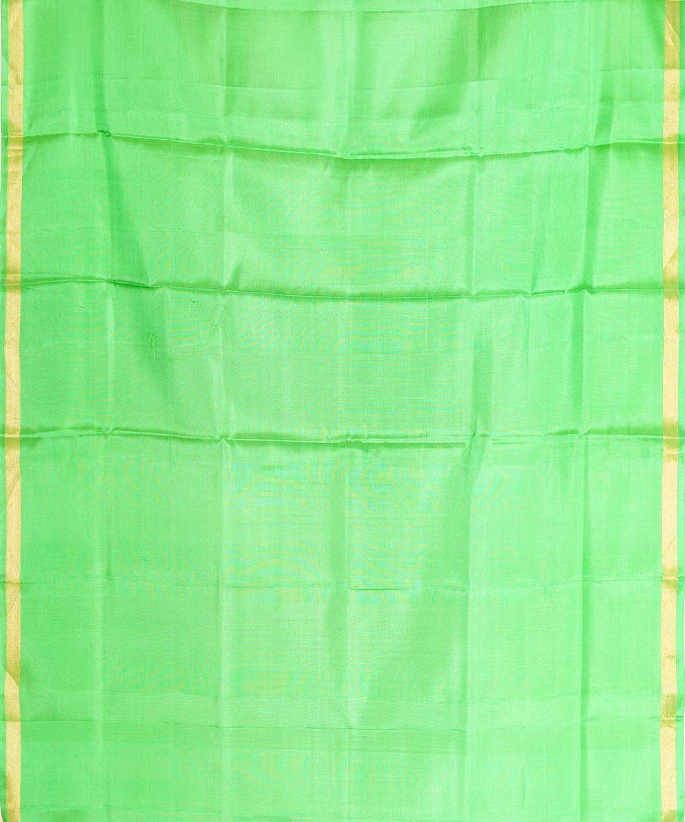 Blue lime green handwoven silk pochampally ikat saree