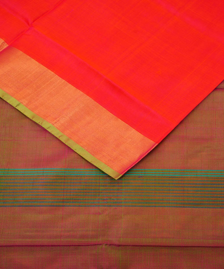 Orange green handwoven uppada silk saree