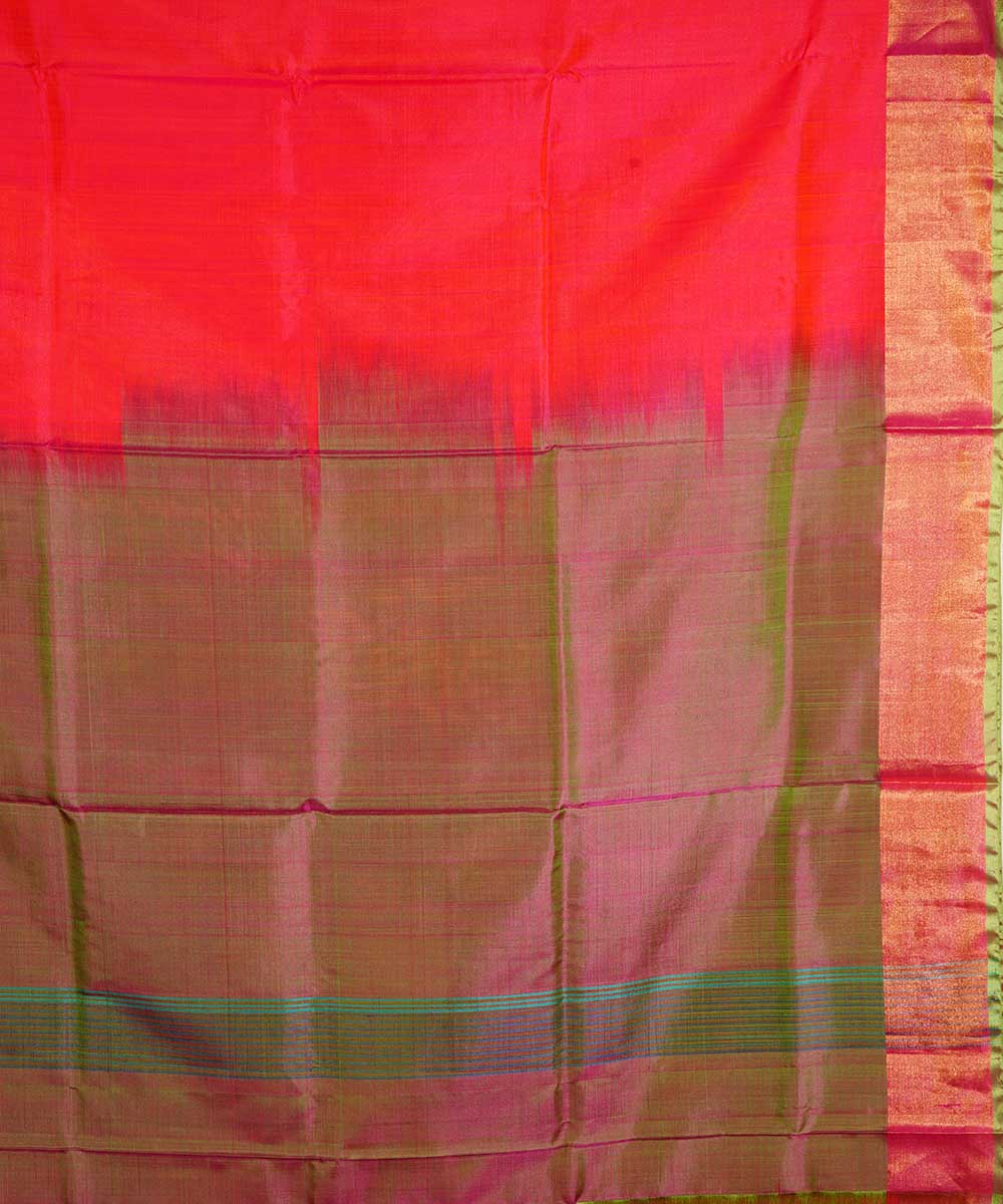 Orange green handwoven uppada silk saree