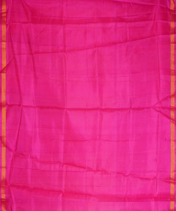 Orange pink handwoven silk pochampally ikat sari