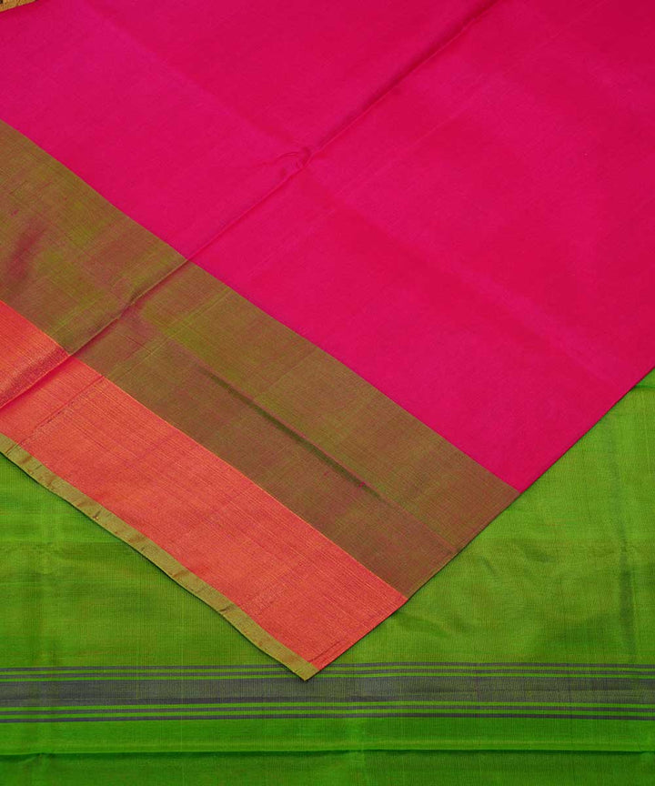 Pink green handwoven uppada silk saree