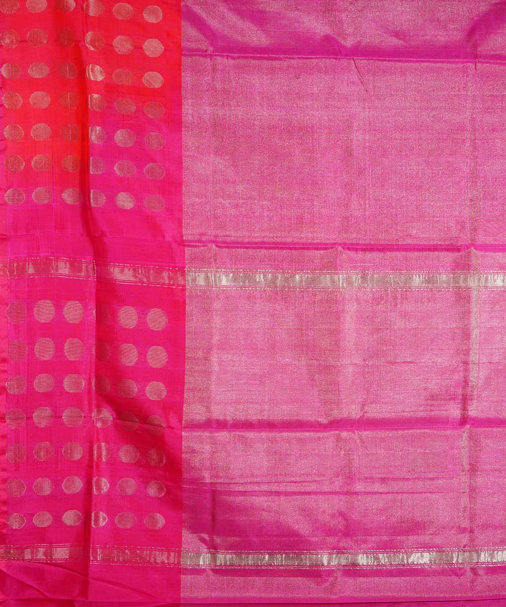Pink orange handloom uppada silk saree