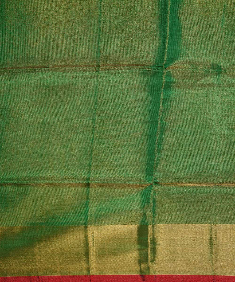Olive green orange handwoven uppada silk saree