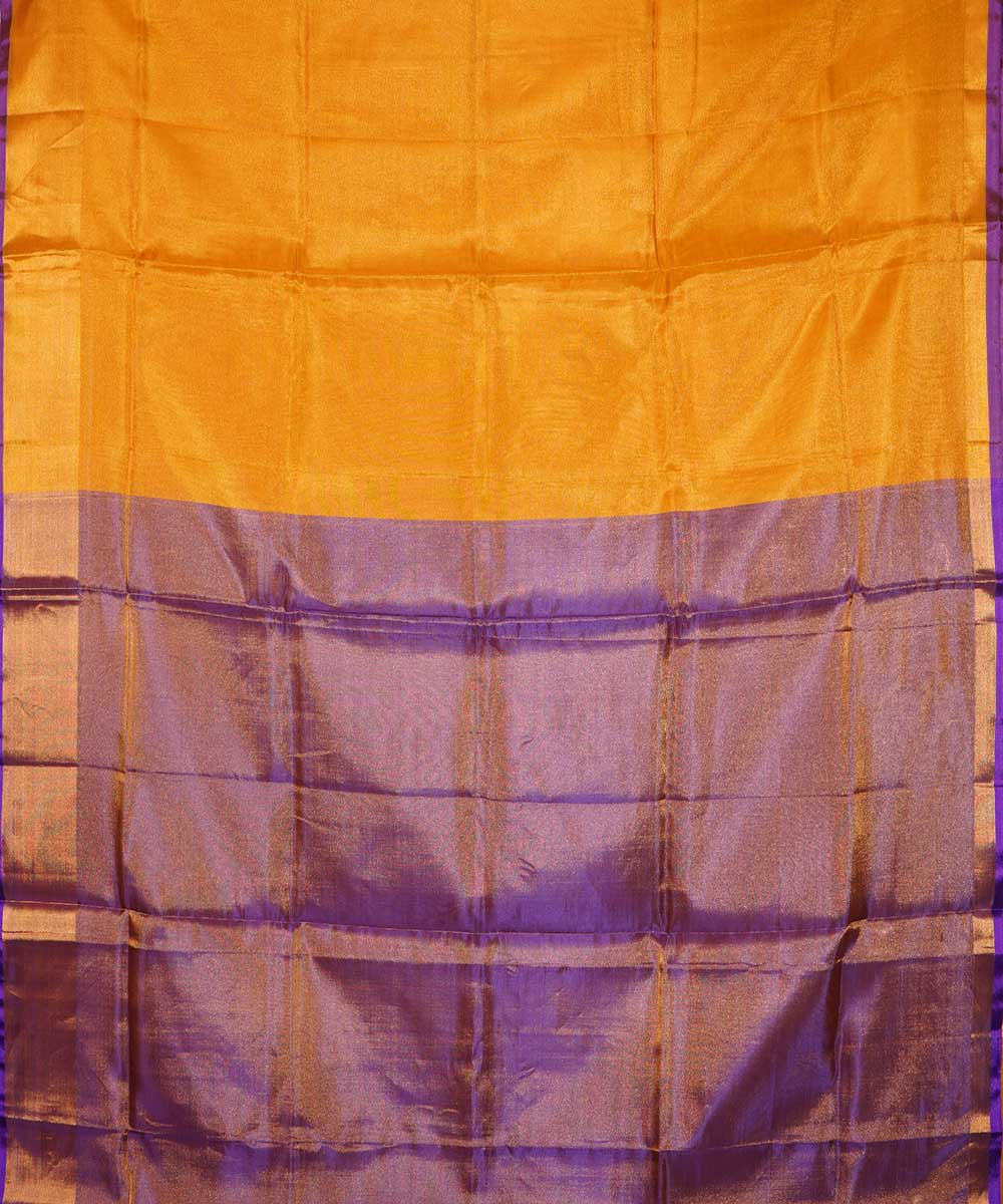 Yellow violet handwovne uppada silk saree