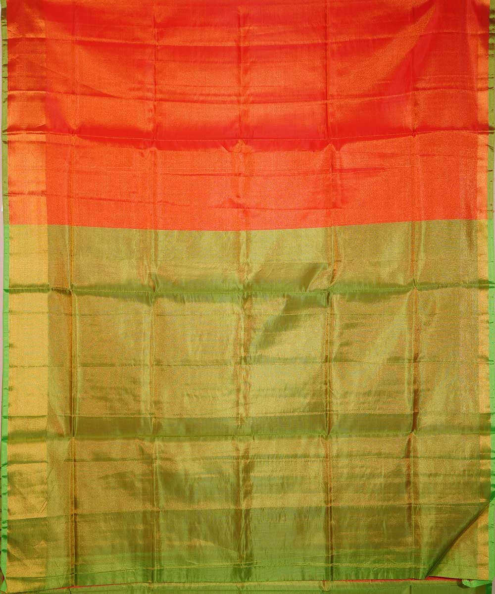 Orange light green handwoven uppada silk saree