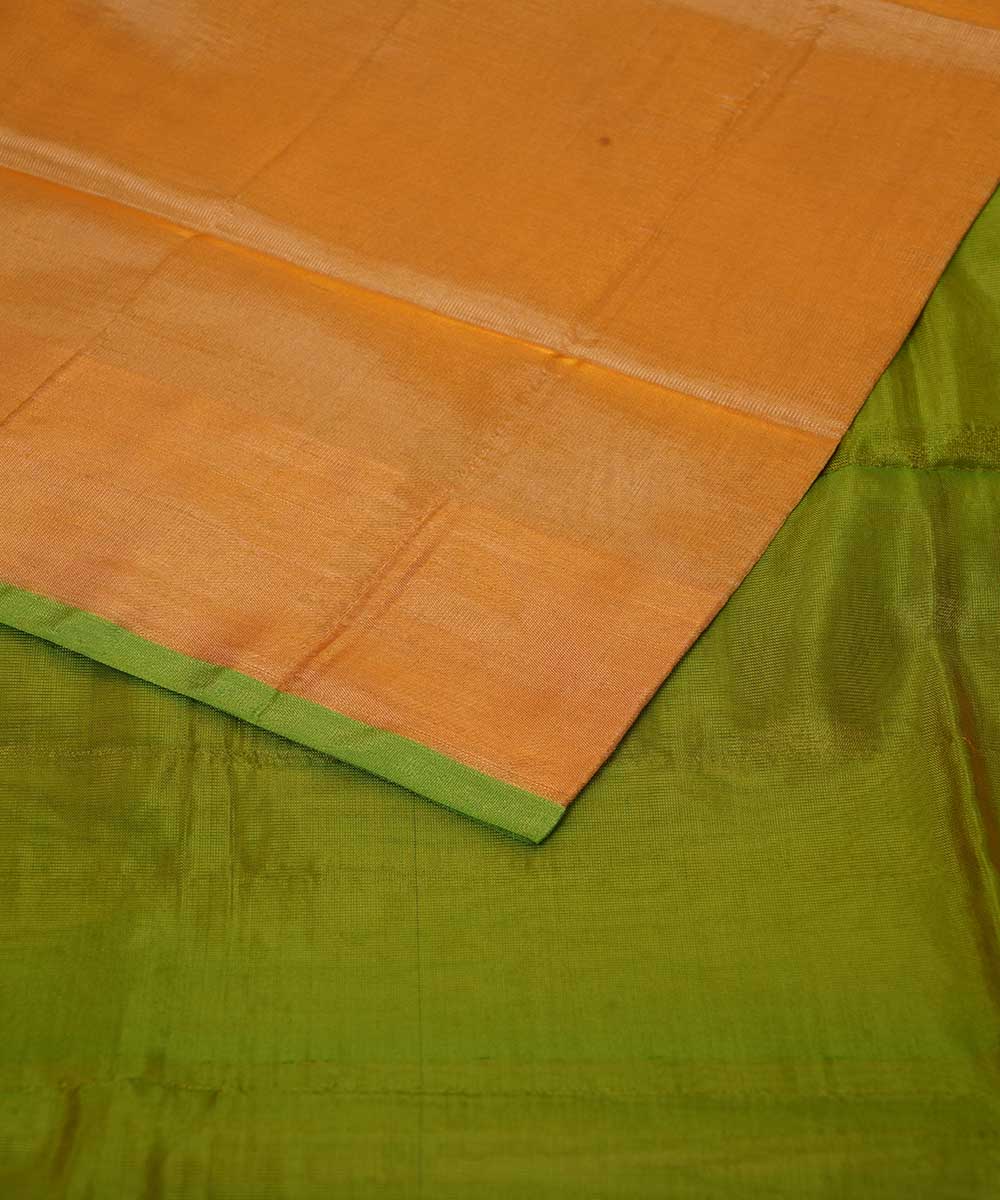 Cream lime green handwoven uppada silk saree