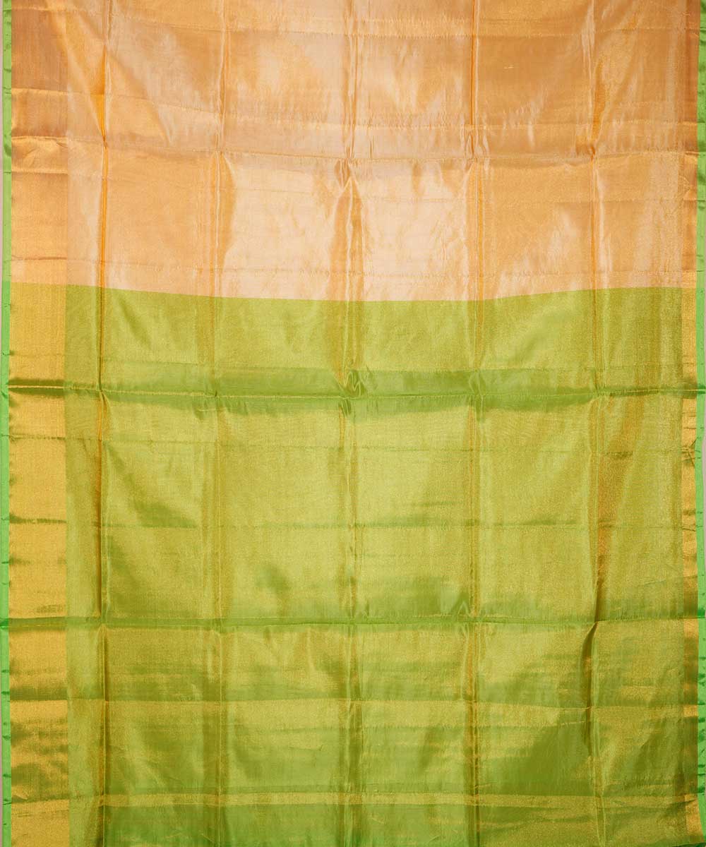 Cream lime green handwoven uppada silk saree