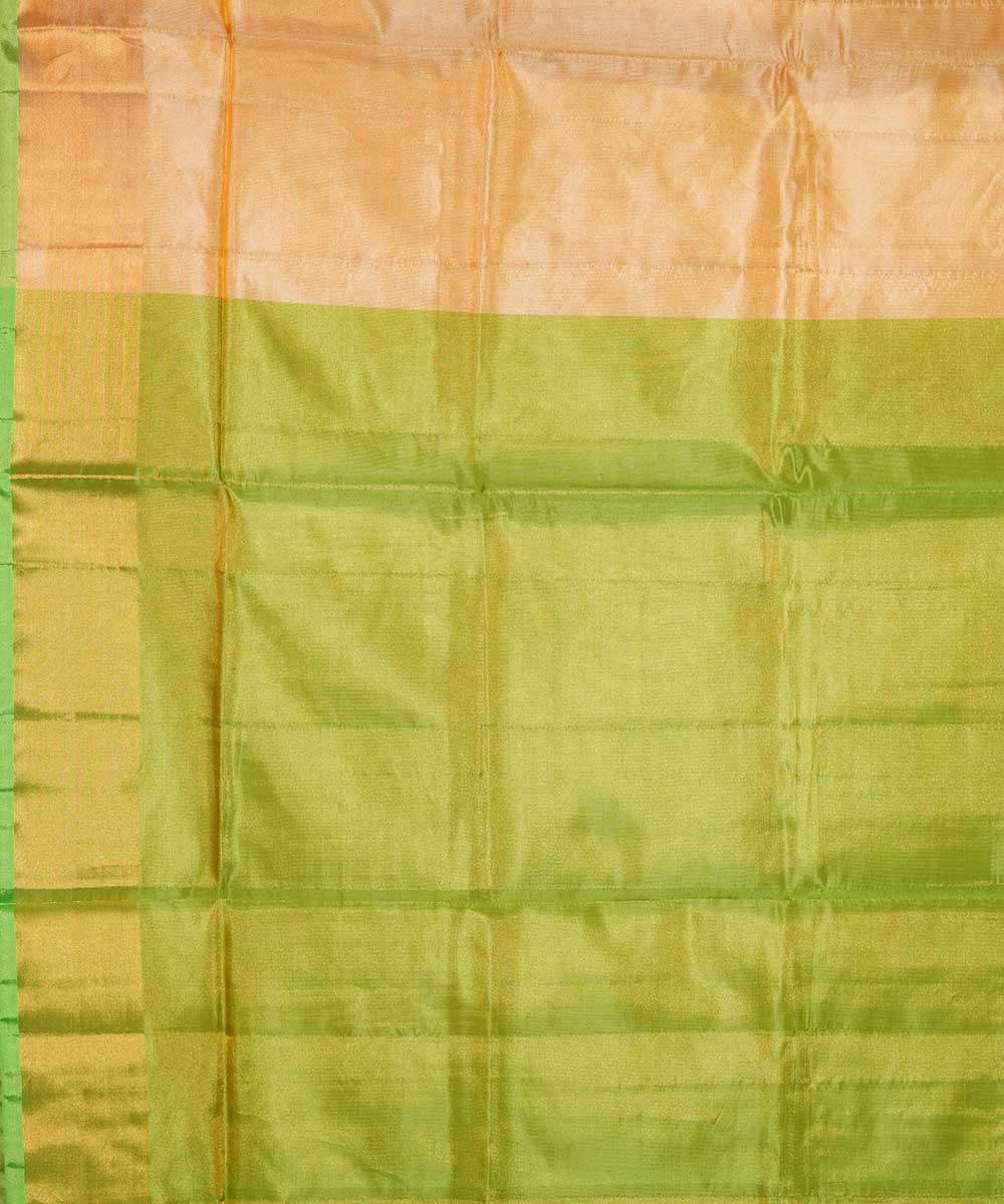 Cream lime green handwoven uppada silk saree