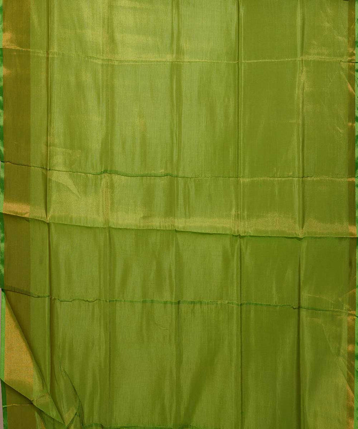 Cream lime green handwoven uppada silk saree