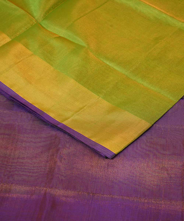 Lime green purple handwoven uppada silk saree