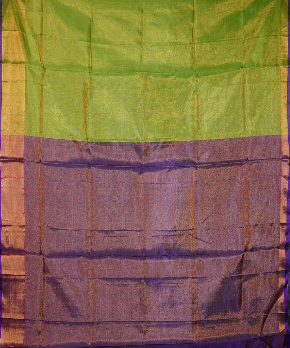 Lime green purple handwoven uppada silk saree
