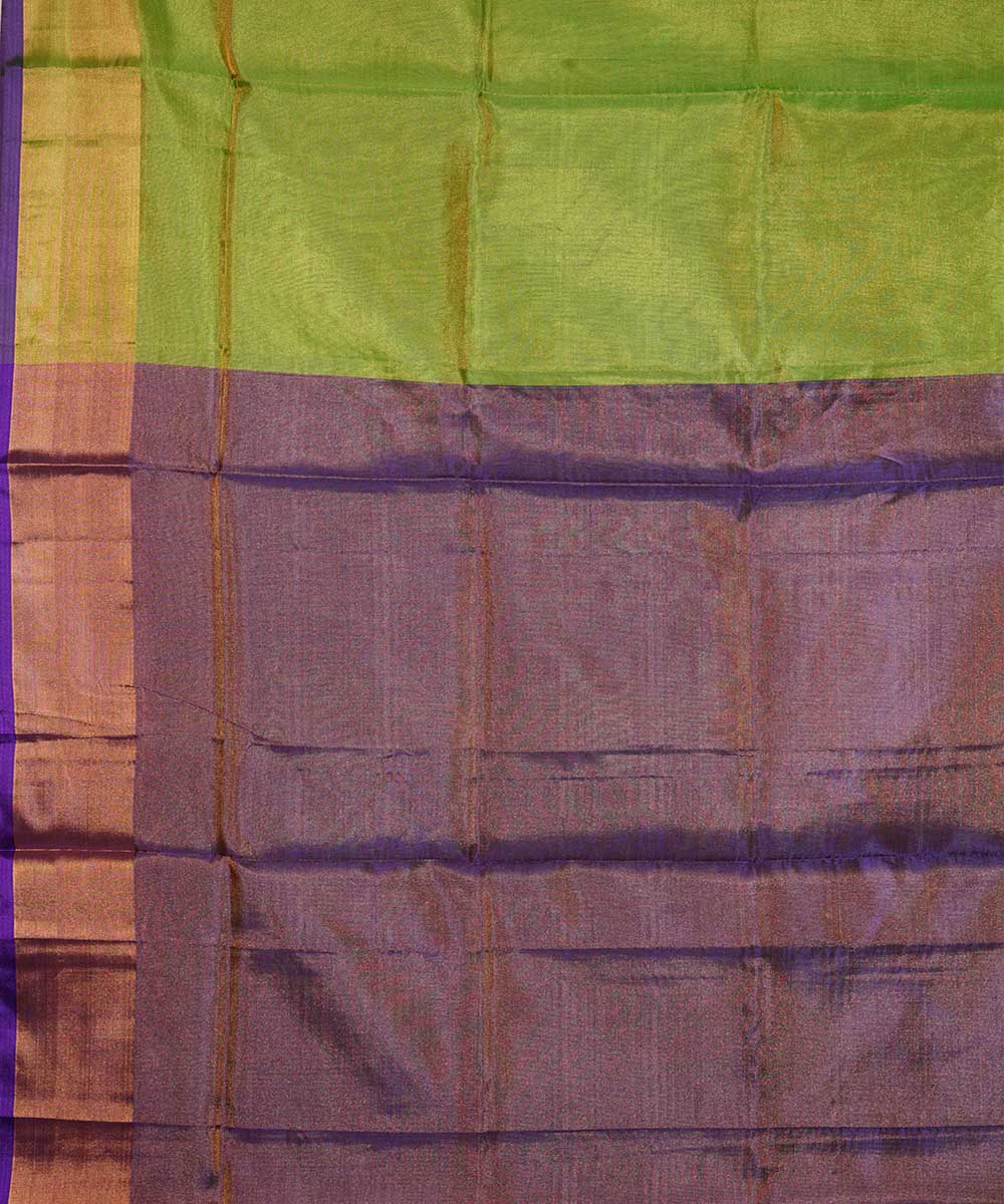 Lime green purple handwoven uppada silk saree