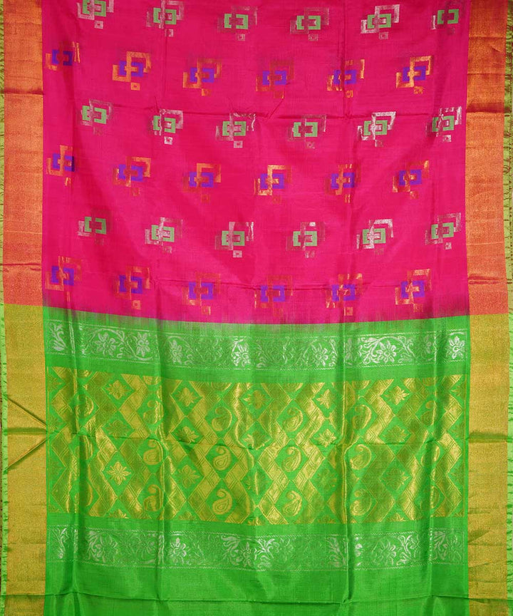 Pink green handloom uppada silk saree