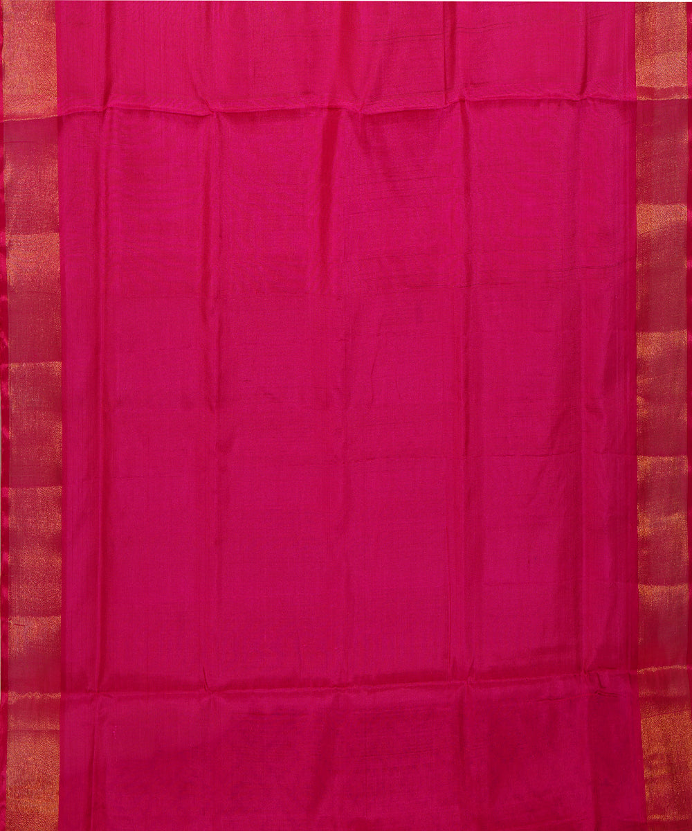 Yellow pink hand woven uppada silk saree