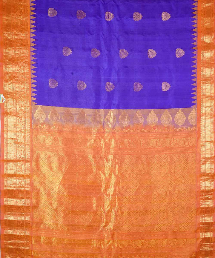 Blue handwoven gadwal silk saree