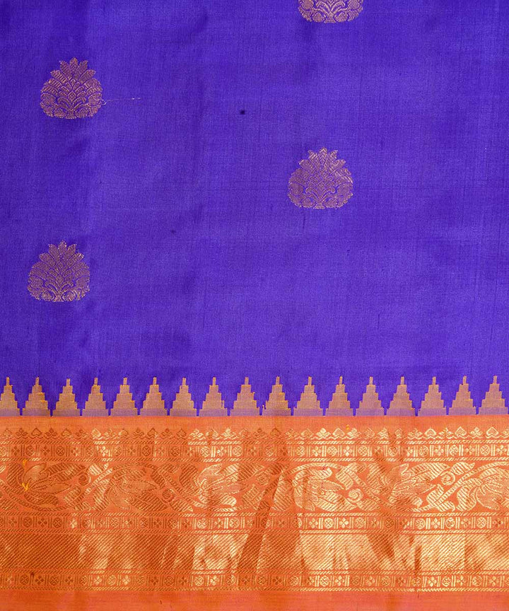 Blue handwoven gadwal silk saree