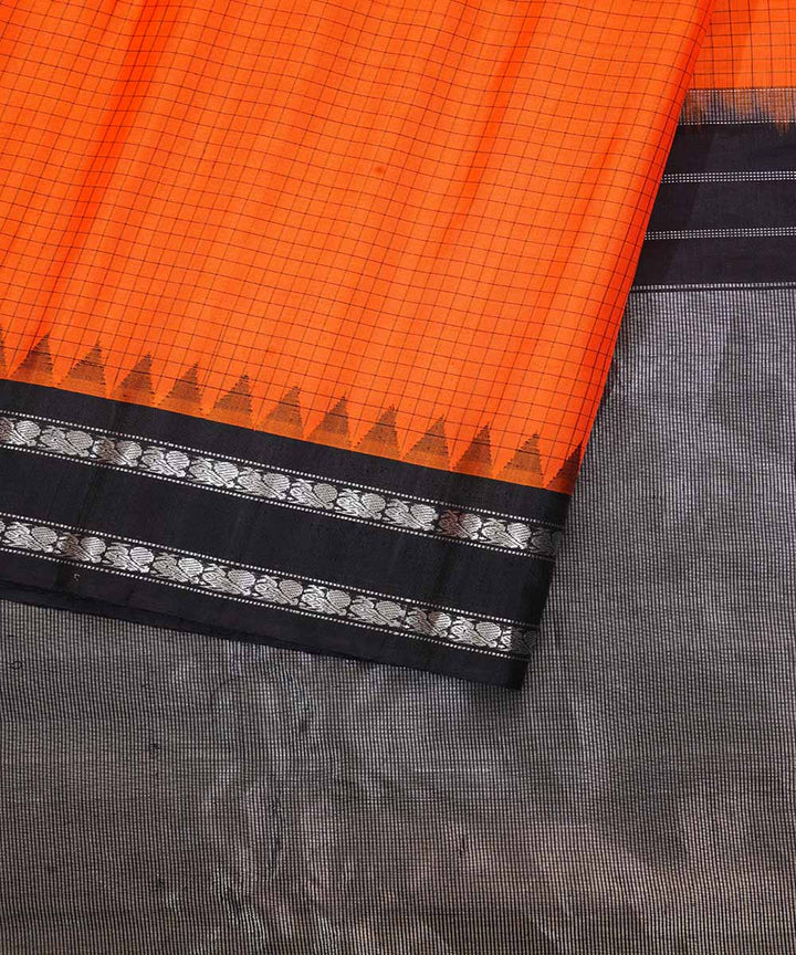 Orange handwoven gadwal silk saree