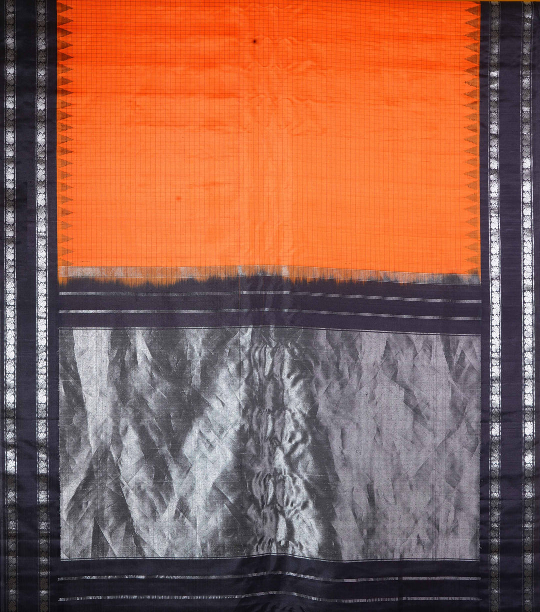 Orange handwoven gadwal silk saree