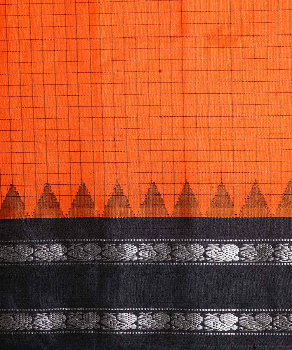 Orange handwoven gadwal silk saree