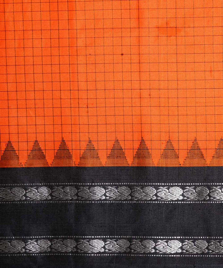 Orange handwoven gadwal silk saree