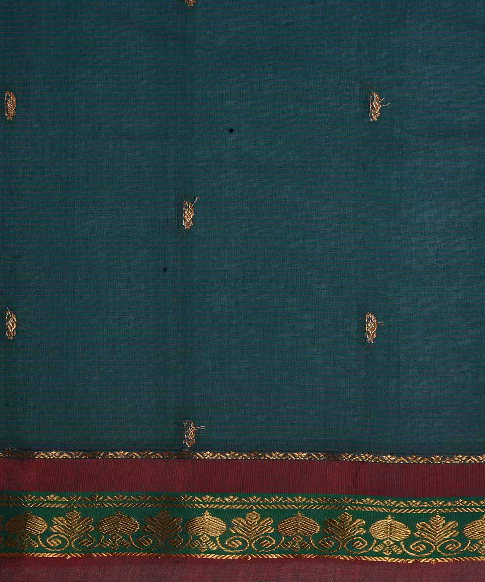 Bottle green handwoven gadwal silk saree