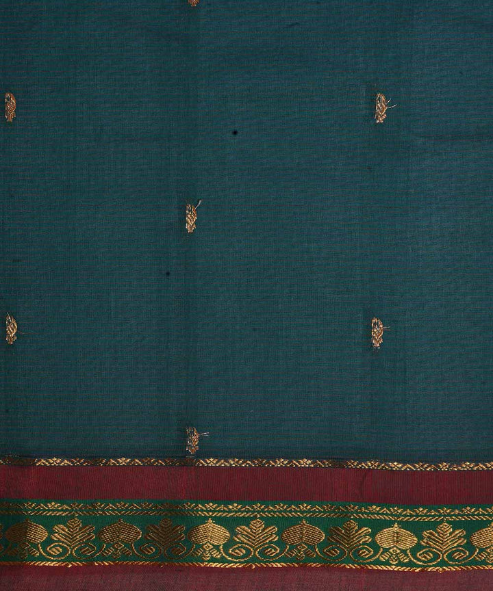 Bottle green handwoven gadwal silk saree