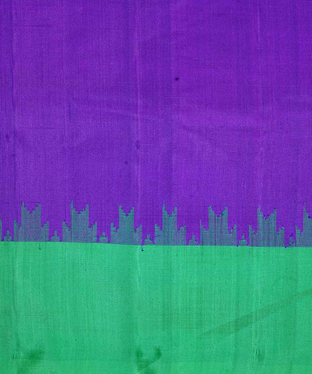 Purple blue dual shade handwoven gadwal silk saree