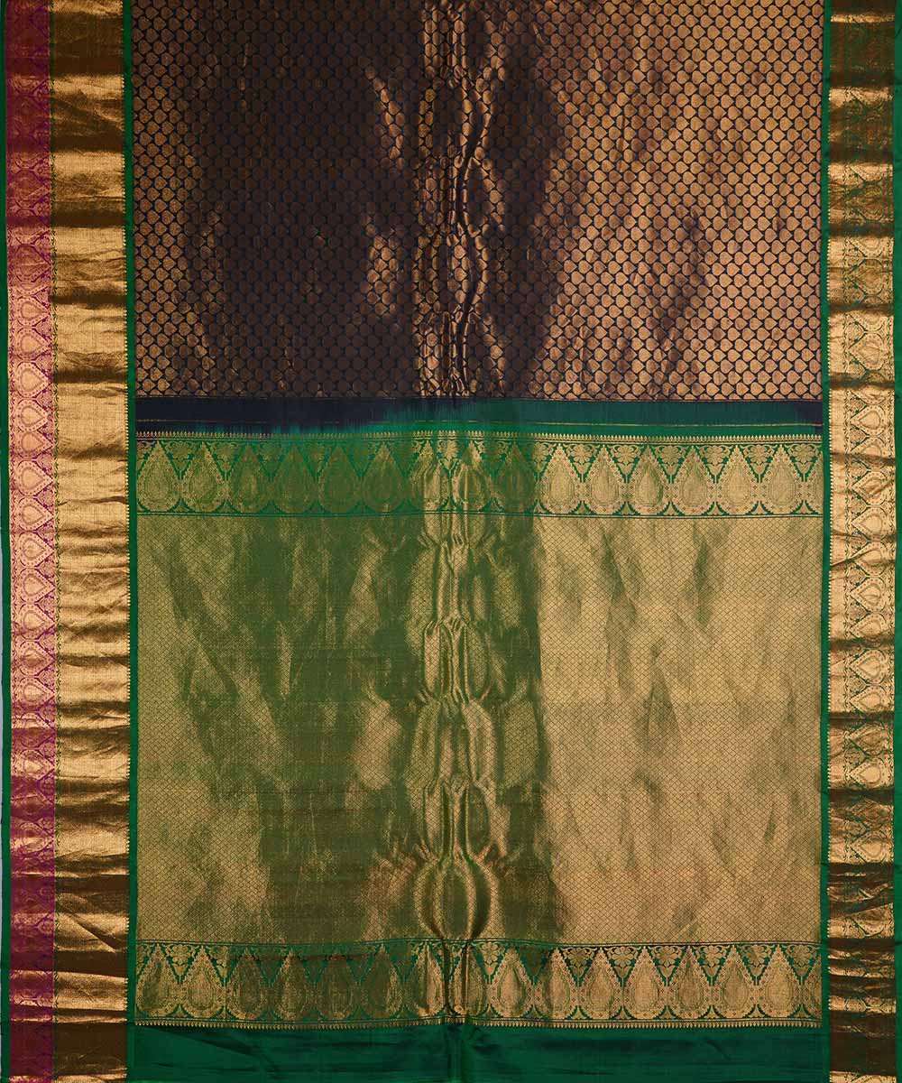 Brown handwoven gadwal silk saree