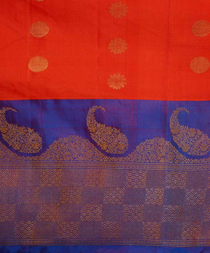 Orange handwoven gadwal silk saree