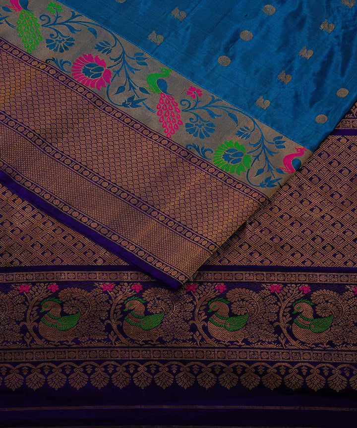 Light blue handwoven gadwal silk saree