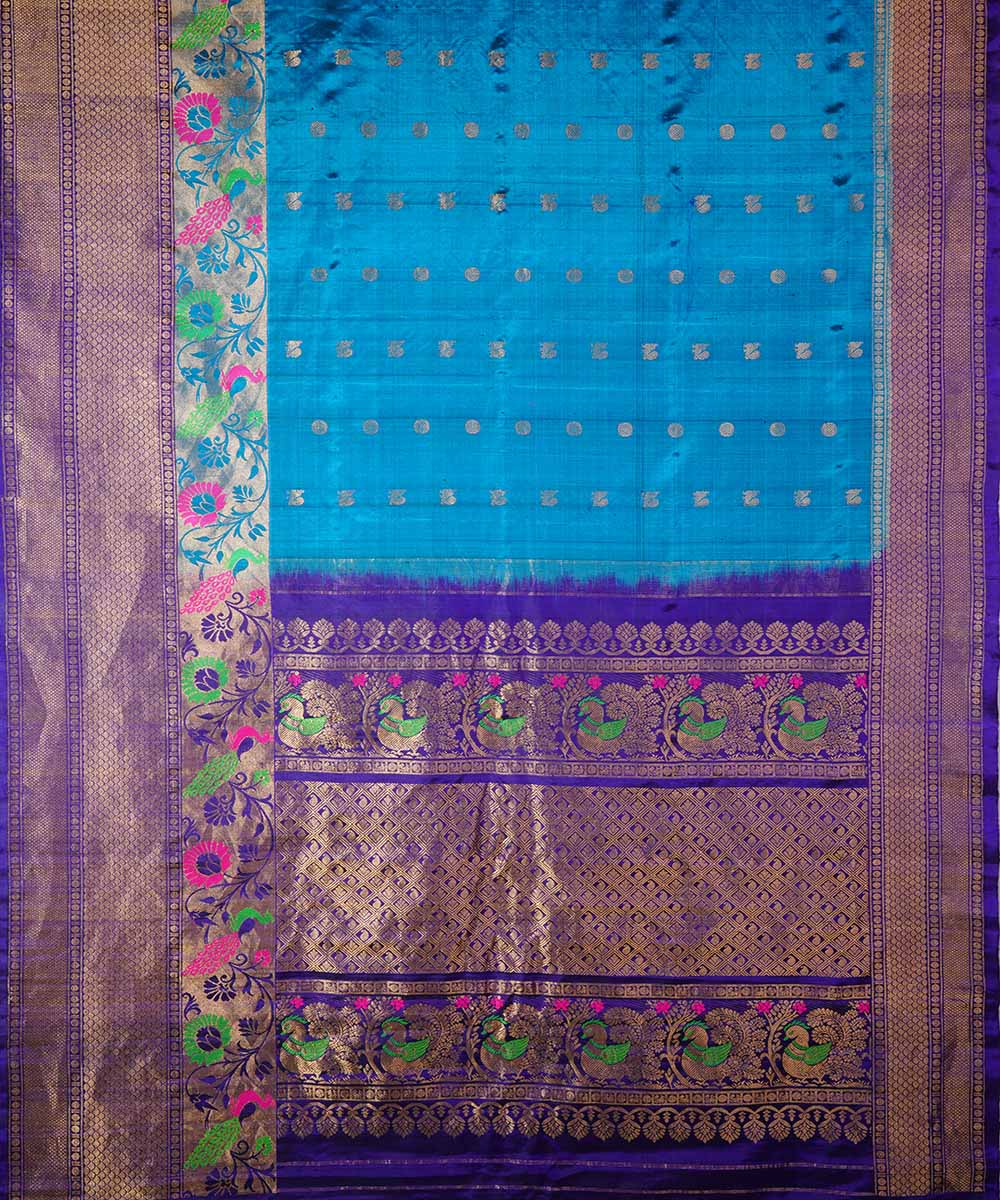 Light blue handwoven gadwal silk saree