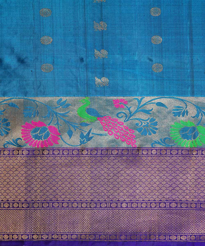Light blue handwoven gadwal silk saree