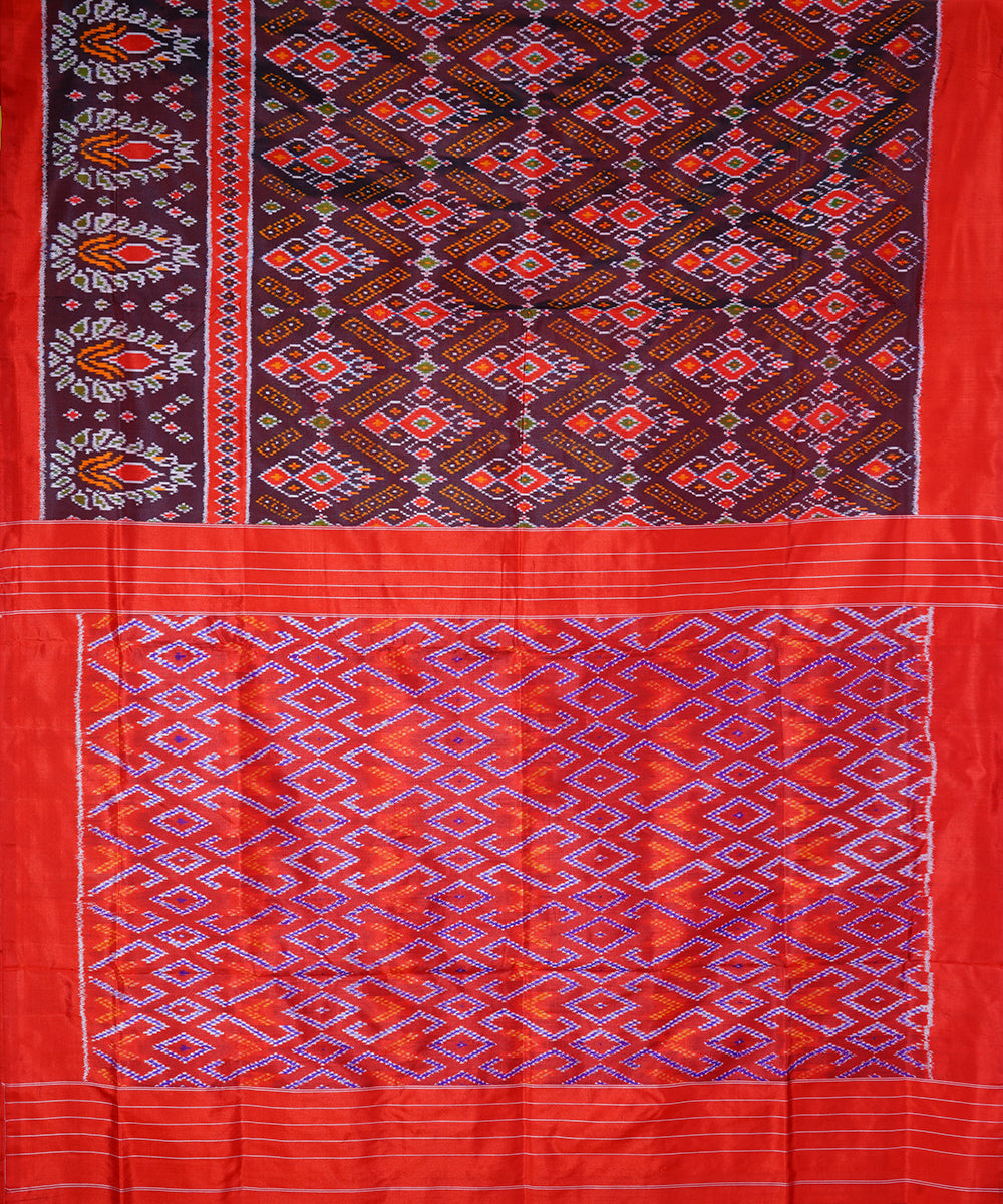 Maroon handwoven ikkat silk pochampally saree