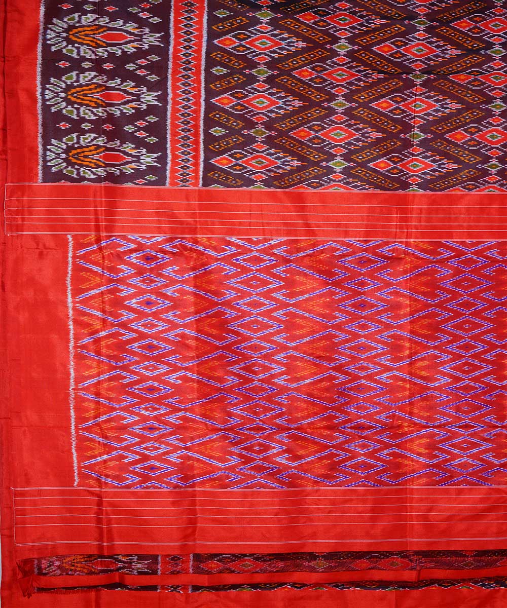 Maroon handwoven ikkat silk pochampally saree