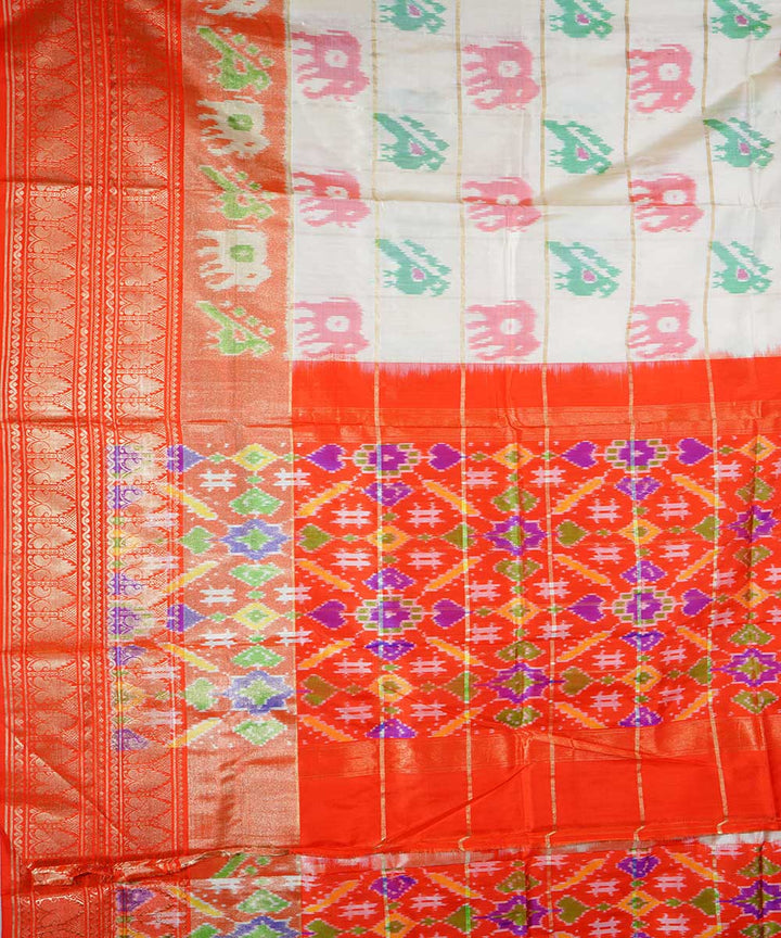 White handwoven ikkat silk pochampally saree