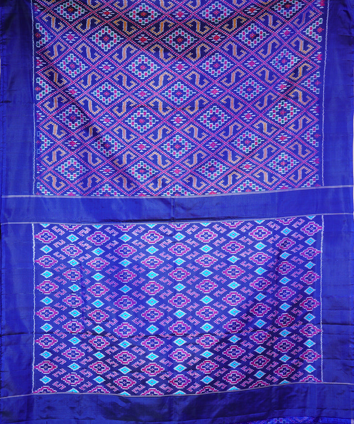 Midnight blue handwoven ikkat silk pochampally saree