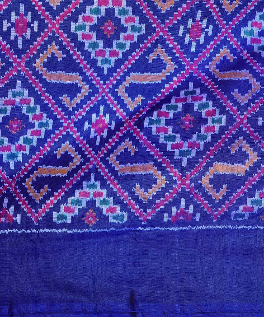 Midnight blue handwoven ikkat silk pochampally saree