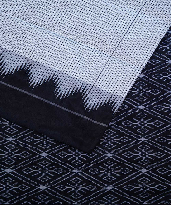 White black handwoven ikkat silk pochampally saree