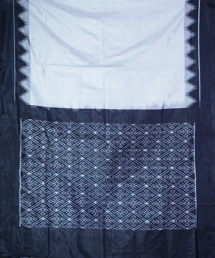 White black handwoven ikkat silk pochampally saree