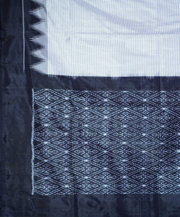 White black handwoven ikkat silk pochampally saree