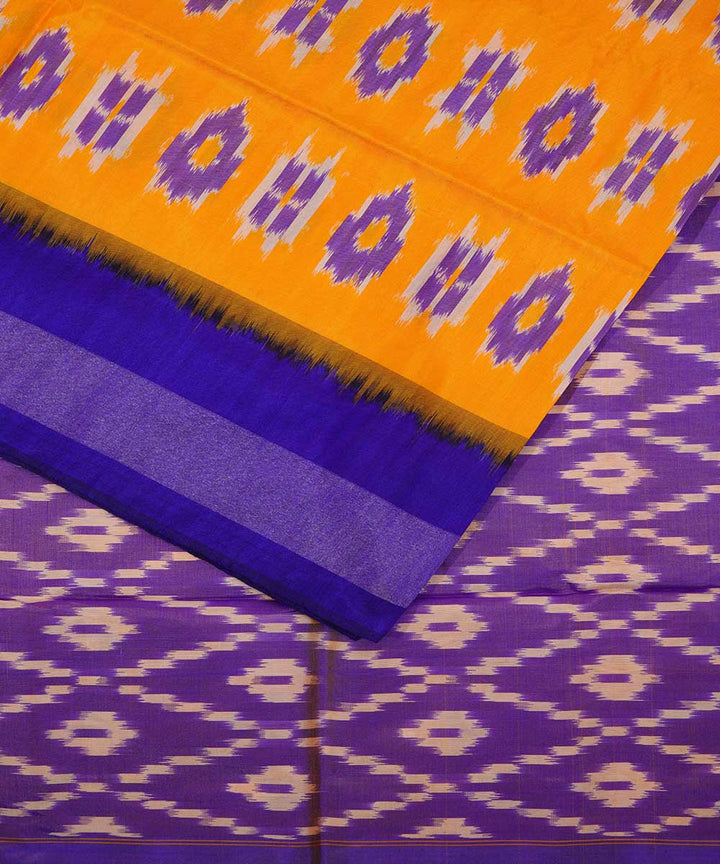 Yellow handwoven ikkat silk pochampally saree