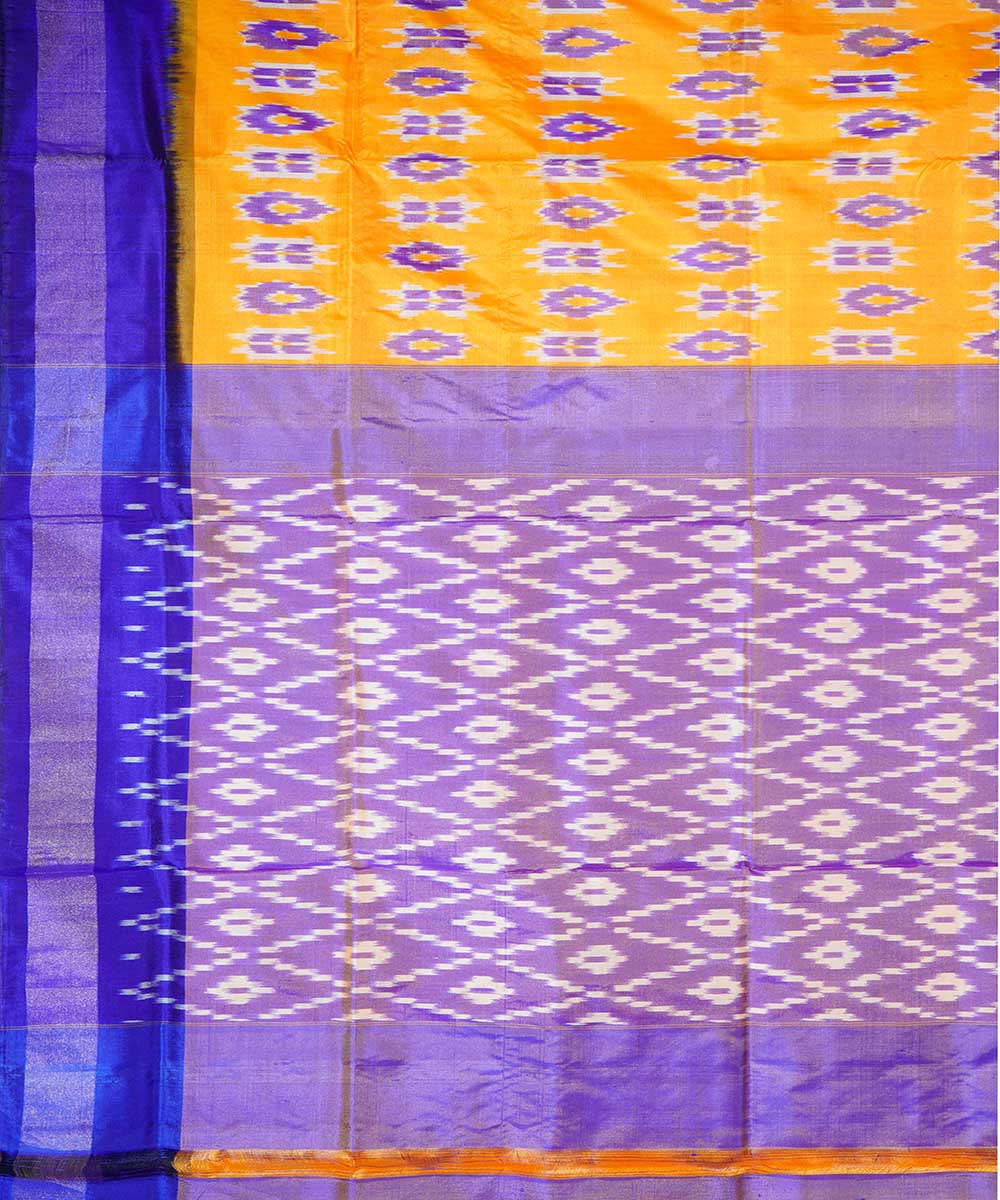 Yellow handwoven ikkat silk pochampally saree