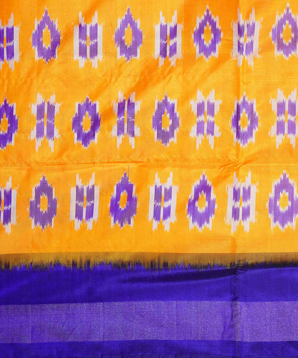 Yellow handwoven ikkat silk pochampally saree